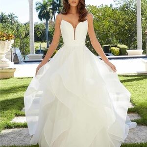 Mori Lee White Layered Wedding Dress